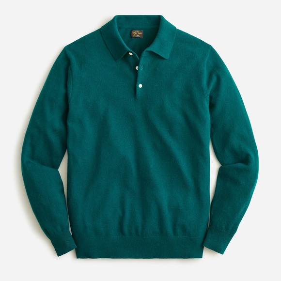 J. Crew Sweaters J Crew Mens Long Sleeve Polo 0 Cashmere Medium Nwt